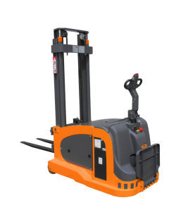 Electric stacker truck / with rider platform / counterbalanced