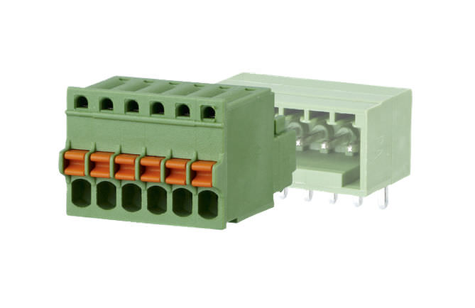 Spring cage connection terminal block / plug-in / for printed circuit ...