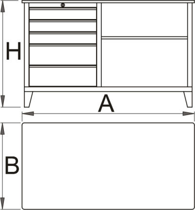 5-drawer workbench / steel