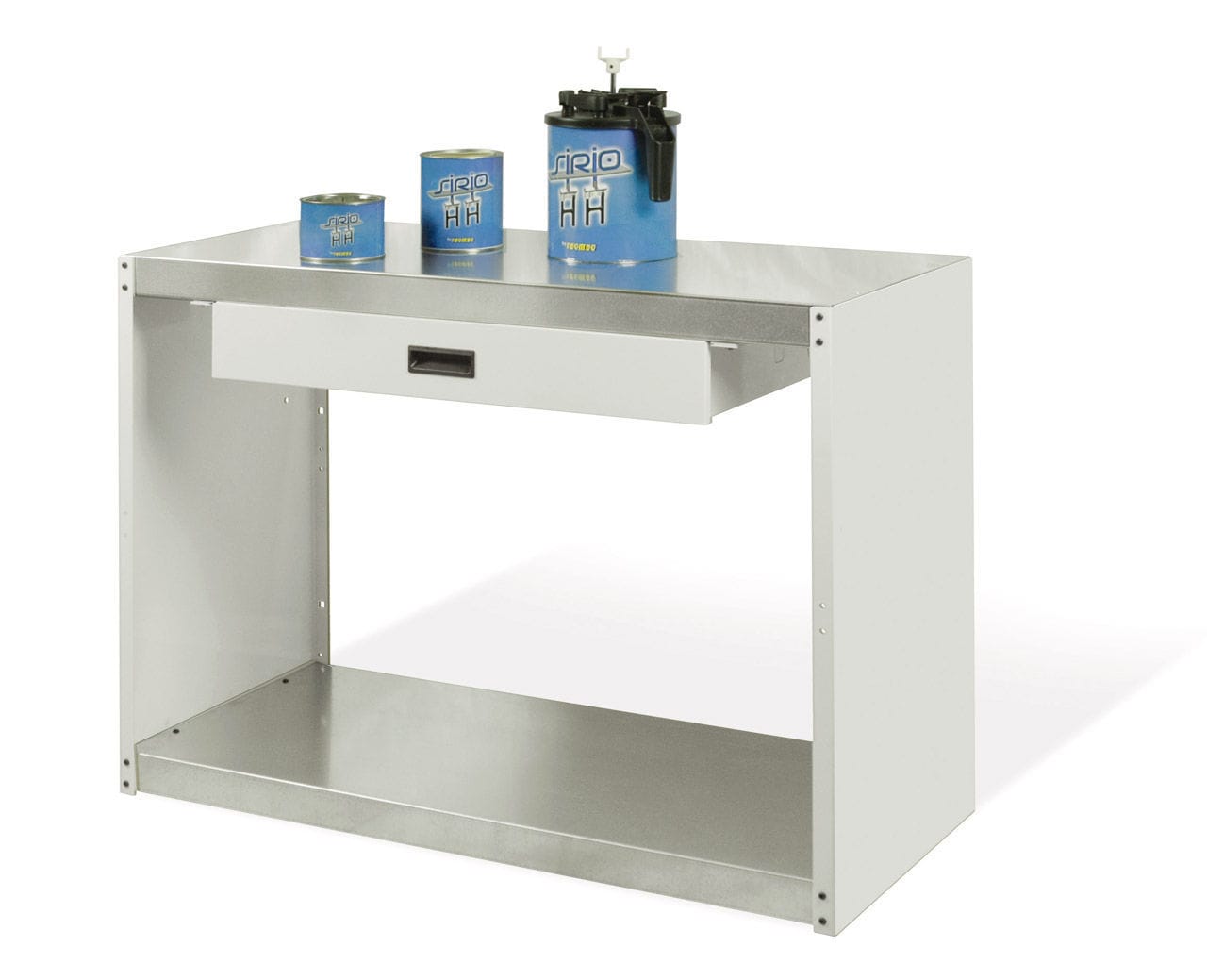 Workbench with compartments / steel